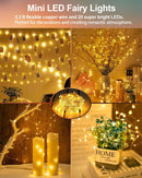 20 Pack Fairy Lights Battery Operated 3.3ft 20 LED Mini String Lights Copper Wire Twinkle Lights for Mason Jars Festivals Wedding Christmas Party Centerpiece Table Decorations, Warm White & Cool White | 3.3 Feet 20 LED | Warm White + Cool White — 5