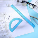 Zonon 2 Pcs 12 Inch Clear Ruler and 6 Inch Plastic Protractor Set, Blue — 6