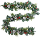 9ft Flocked Pre-Lit Artificial Christmas Garland with Lights — 1