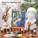 Shuttle Art 100 Colors Acrylic Paint, 2oz/60ml Bottles, Include 2 Sets of 12 Paint Brushes, 1 Art Sponge & Palette, Premium for Artists, Beginners & Kids on Canvas Rocks Wood Ceramic | Regular | 2 Fl Oz (Pack of 100) — 6