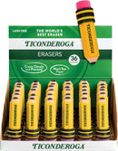 TICONDEROGA Erasers, Pencil Shaped, Yellow, 36-Pack (38936) | 36 Count | Yellow, 36 Count — 1