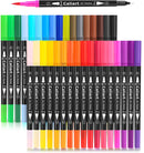 Caliart 34 Double Tip Brush Pens Art Markers for Adult Coloring Books | Black | 1 Count (Pack of 34) — 1