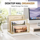 OPNICE Wooden Mail Organizer, File Organizer for Desk, Gold — 3