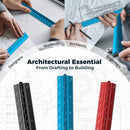 Rena Chris Architectural Scale Ruler: 12" Imperial Aluminum Alloy Metal Architecture Measuring Tools, Engineering Drafting Construction Drawing Blueprints Triangular Architect Scaling Rulers 12 Inches — 4