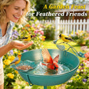 Mellbree Bird Bath for Outside 13", Metal Freestanding 13" Dia 39" H Lake Blue…