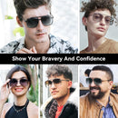 Dollger Square Aviator Sunglasses for Men and Women Fashion Metal Vintage Gradient Shades Sunglasses UV400 Protection | A:gold Frame Gradient Blue Lens | 62 Millimeters — 6