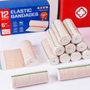 AZEN Premium 12 Pack Elastic Bandage Wrap 6 Inch, Compression Wrap Bandage for Legs, Ankle, Knee, Tummy, Body, Latex-Free, Lymphedema Wraps for Legs - B-12p(6in) — 6