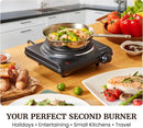 Elite Gourmet Electric Burner, 1000W Cast Iron Hot Plate, 7 Heat Settings