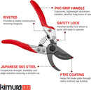 Kimura® 8" Pro Bypass Pruning Shears, Heavy Duty Japanese SK5 Steel Blades, 1 inch Cut Capacity, Non-Slip PVC Coated Handles, Lightweight & Ergonomic, Japanese Pruners, Professional Garden Clippers — 2
