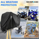 NEVERLAND Motorcycle Cover Waterproof Outdoor All Weather Protection Black