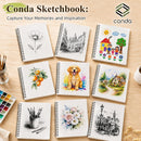 Conda 8.5"x11" Hardbound Sketch Book, 80-Sheets 90gsm Double-Sided Hardcover Sketchbook, Spiral Sketch Pad, Durable Acid Free Drawing Art Paper for Adults | 8.5"x11" 1 Pack | Black — 6