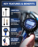 Presta Valve Air Chuck – Digital Bike Tire Inflator with Pressure Gauge – Schrader to Presta Valve Adapter for Air Compressor — 3