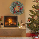 winemana 24 Inch Pre-Lit Christmas Wreath with Hanger, Timer, Pine Cone and Red Berries, Battery-Operated 20 LED Lighted Artificial Wreath Decoration for Front Door Mantel Xmas Party — 6