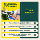 Haus & Garten ClassicPRO 8.5" Premium Titanium Bypass Pruners - Use as Garden Shears Pruning Shears for Gardening, Hand Pruners, Handheld Garden Clippers, Scissor Clipper Tool | Blue Non Slip Soft Grips — 7