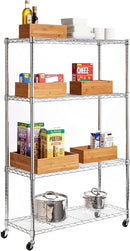Seville Classics Bamboo Wood Storage Bins Organizer Boxes for Kitchen Counter, Pantry, Closet, Office Bedroom, Makeup, Bathroom, Nursery, K Cup, 5 Piece 3-Size (1 XL, 2L, 2M) Shelf Bin Set, Bamboo — 5