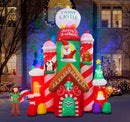 [Flash Light] 10FT Tall Christmas Inflatable Outdoor Decoration Candy Castle with Santa Gingerbread and Penguin, Christmas Blow Up Candy Castle Inflatables for Xmas Outdoor Decorations — 6