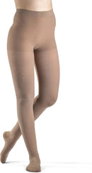 DYNAVEN by Sigvaris Women's Compression Pantyhose 20-30mmHg - Closed Toe for Daily Support - Medium Shirt - Black | MS - Medium Short | Light Beige — 1