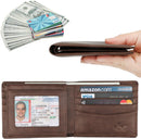HIMI Wallet for Men-Genuine Leather RFID Blocking Bifold Stylish Wallet With 2 ID Window - Coffee - Galaxy Style — 2