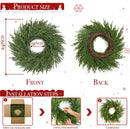 24" Lighted Norfolk Pine Wreath, Thick and Soft, Timer and 8 Modes, Artificial Christmas Wreaths for Front Door 50 LED 70 Pine Branches Christmas Door Wreath for Wall Window Indoor Outdoor Home Decor — 8
