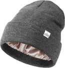 YANIBEST Satin Lined Beanie for Women, Reduce Frizz Winter Hats - Ad-dark Grey — 1