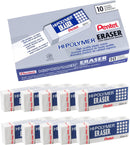 Pentel Hi-Polymer Block Eraser, Large, White, Pack of 10 Erasers | 10 Pack | Large Block Eraser — 1