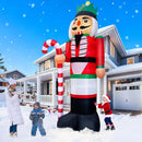 12 Ft by 5.9 Ft Christmas Inflatables Nutcracker Outdoor Decorations, Giant Christmas Blow up Hold Candy Cane Built in LED Lights, Xmas Inflatable Decor Holiday Party Yard Garden Lawn — 4