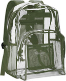 Vorspack Clear Backpack Heavy Duty PVC Transparent Backpack with Reinforced Strap Stitches & Large Capacity for College Workplace Security - Green — 1