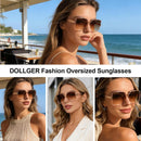 Dollger Oversized Square Sunglasses for Women Big Large Wide Trendy Shades | C: Brown Frame Brown Lens — 3