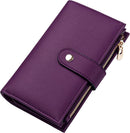 yiijay Women's Wallets RFID Blocking Leather Trifold Clutch Wallet Credit Card Holder Ladies Travel Wallet Purse with Passport/Pen Holder