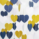 Navy-Blue White Gold Party Decorations - 52ft Paper Heart Garland Men Birthday Banner Graduation Decoration Wedding Streamers Bridal Boy Baby Shower Hanging Decor HongTongTong — 1
