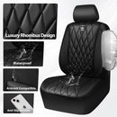 CAR PASS Piping Luxury Faux PU Leather Two Front Car Seat Covers, Waterproof Anti Slip Seat Covers Compatible with Front Seat Armrests,Universal Fit for Suvs,Vans,Trucks, Airbag Compatible(All Black) — 2