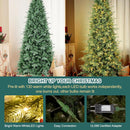 6 FT Prelit Artificial Skinny Christmas Tree,Blue Spruce Slim Pencil Xmas Tree with 1205 PE&PVC Mixed Branch Tips and 300 UL Listed Clear Lights,Hinged Pine Tree with Metal Stand for Home Office Décor — 5