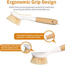 2 Pack Kitchen Dish Brush Bamboo Handle Dish Scrubber Built-in Scraper — 4