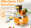 Oizeir 2 Tier Lazy Susan Organizer for Cabinet, Clear Acrylic Rotating Spice Rack Turntable for Kitchen, Pantry, Countertop, Bathroom, Vanity – Double Tier Storage Carousel with Metal Supports — 3