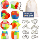 16 Pack Brain Teasers Puzzles for Kids & Adults, Brain Teasers Metal IQ Toys Puzzle Mind Game 3D Coil Cast Wire Unlock Interlock Magic Ball Puzzles for Teenagers — 1