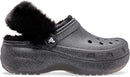Crocs Women's Classic Lined Platform Clogs | 8 | Black Glitter — 6