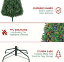Hykolity 6ft Artificial Prelit Christmas Tree with 250 Multicolor LEDs, Flame-Retardant PVC Branches, 1,032 Tips, 10 Display Modes, Hinged Setup, Foot Pedal and Metal Stand — 6