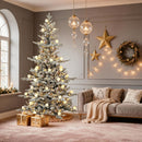DWVO 6ft Prelit Flocked Aspen Fir Christmas Tree with Bulbs and Lights, Full Artificial Xmas Tree with 1336 Metal Hinged PE & PVC Flame Resistant Branches, 46 Bulbs and 270 Lights Remote Controlled — 4