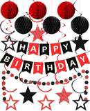 Happy Birthday Decorations, Party Decorations Banners for Men Boys | Black Red — 1
