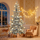 DWVO 6ft Prelit Flocked Aspen Fir Christmas Tree with Bulbs and Lights, Full Artificial Xmas Tree with 1336 Metal Hinged PE & PVC Flame Resistant Branches, 46 Bulbs and 270 Lights Remote Controlled — 5