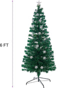 Juegoal 6 ft Pre-Lit Optical Fiber Christmas Artificial Tree, RGB Color Changing LED Lights, Snowflakes & Top Star, Fake Xmas Tree with Metal Legs — 3