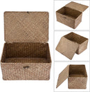 Hipiwe Wicker Shelf Baskets Bin with Lid Large Handwoven Basket Box, Coffee — 3