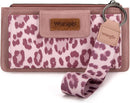 Montana West X Wrangler Brown Wristlet Wallet Minimalist Clutch Womens Wallet Rfid Card Cases & Money Organizers with Coin Purse and Smooth Zipper