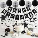 meowtastic Birthday Decorations Happy Birthday Banner with Honeycomb Balls | Black and Silver | Star — 2