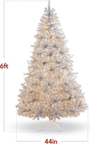 Best Choice Products 6ft Prelit Tinsel Christmas Tree w/Twinkling LED Lights, Artificial Seasonal Holiday Decoration w/ 250 Lights, 1,000 Branch Tips, Metal Stand - Silver — 7