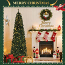 okicoler Christmas Tree, 6ft Pre-Lit Slim Pencil Fir Tree, 775 Branch Tips with 250 Multicolor LED Lights & 11 Lighting Modes, Metal Hinges, White Holiday Decoration for Corner — 2