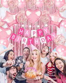 Pink Happy Birthday Party Decorations with Banner Balloons for Women Girls — 2