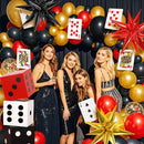 132Pcs Casino Theme Party Decorations, Dice Boxes Large Poker Cards Black Red Gold Balloon Garland Star Foil Balloons for Vegas Themed Party and Casino Night Birthday Celebrations — 7