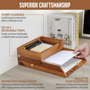 DEMIGO Desk Organizer Letter Tray Set of 2, Natural Acacia Wood Paper Tray — 3