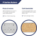 Pacific Arc Stainless Steel Ruler with Inch and Pica Measurements, 12 Inches Cork Backed — 3